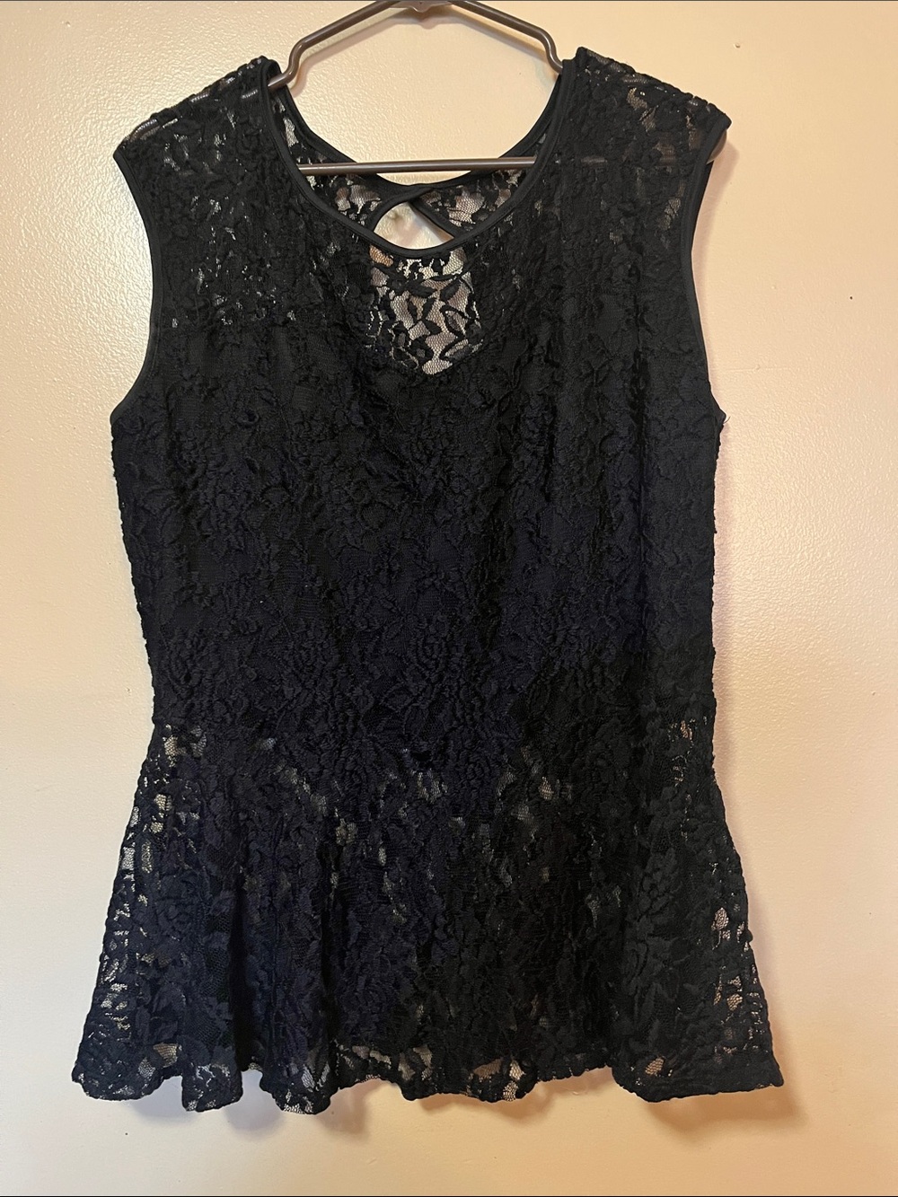 Sleeveless Black Lace Peplum Top